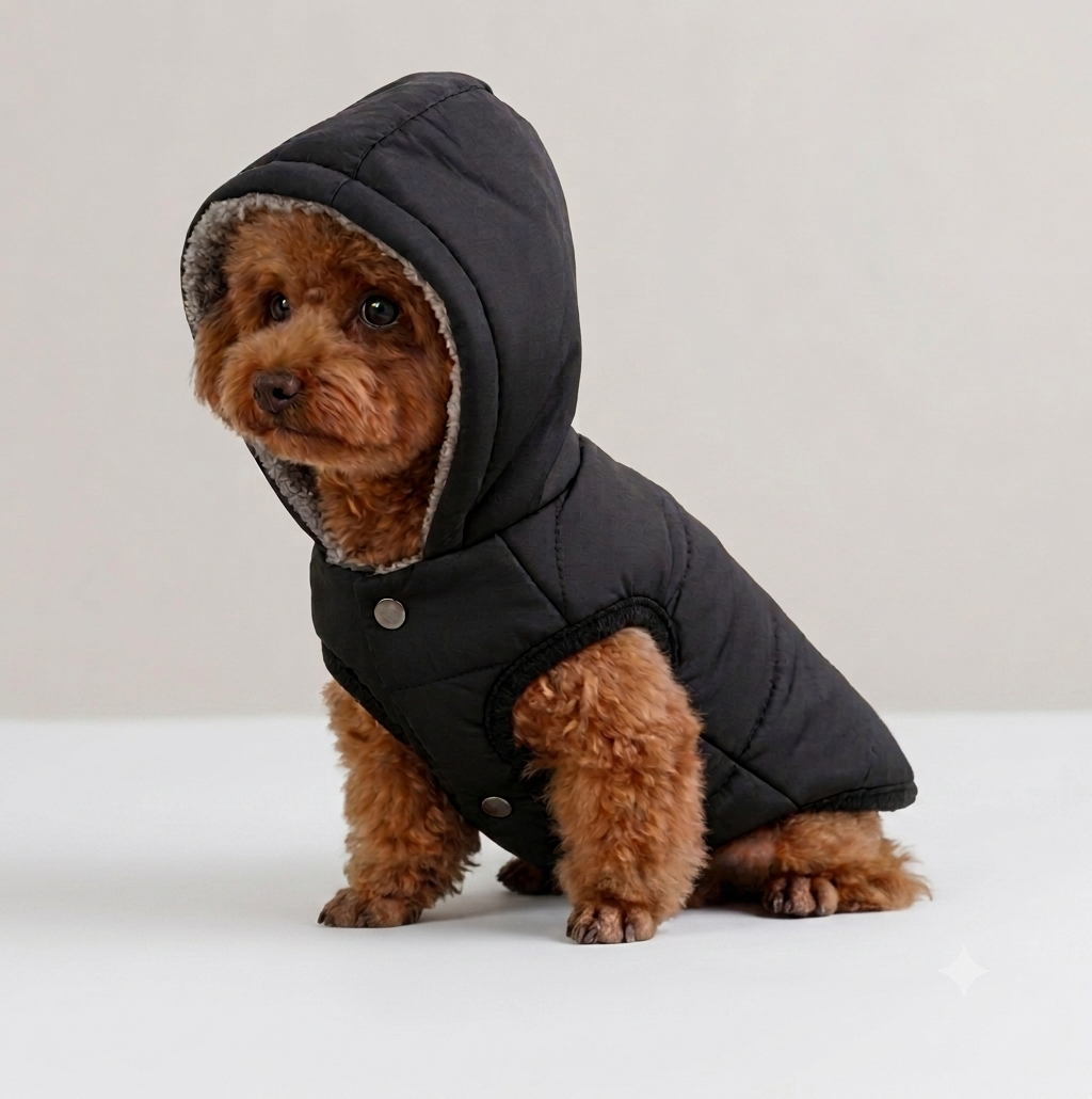 Parka con Capucha para Perros y Gatos Pequeños — Impermeable y Cálida