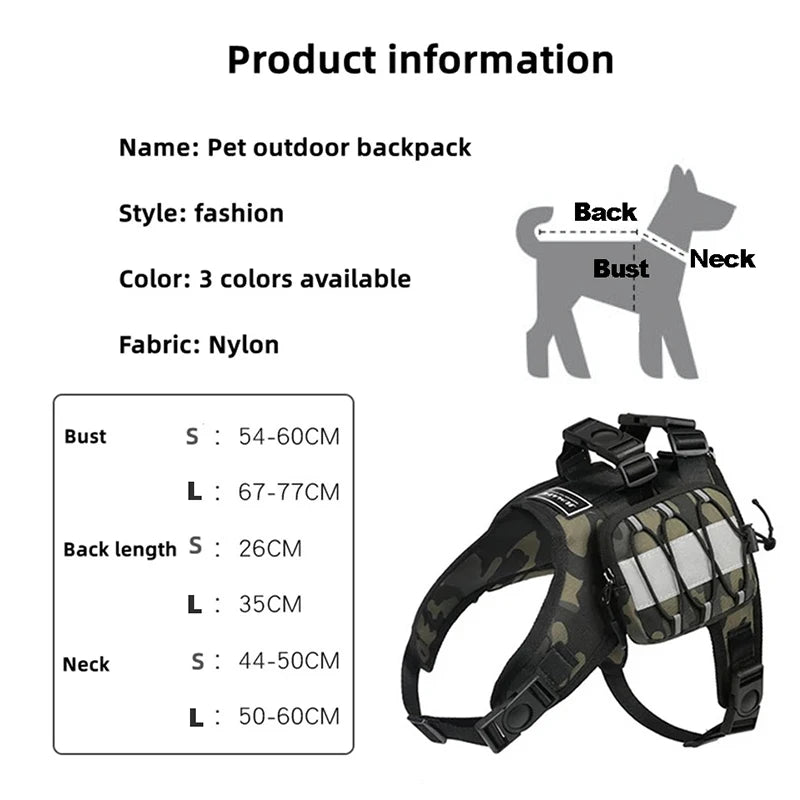 Arnés Mochila Táctico para Perros – Con Bolsillos de Almacenamiento