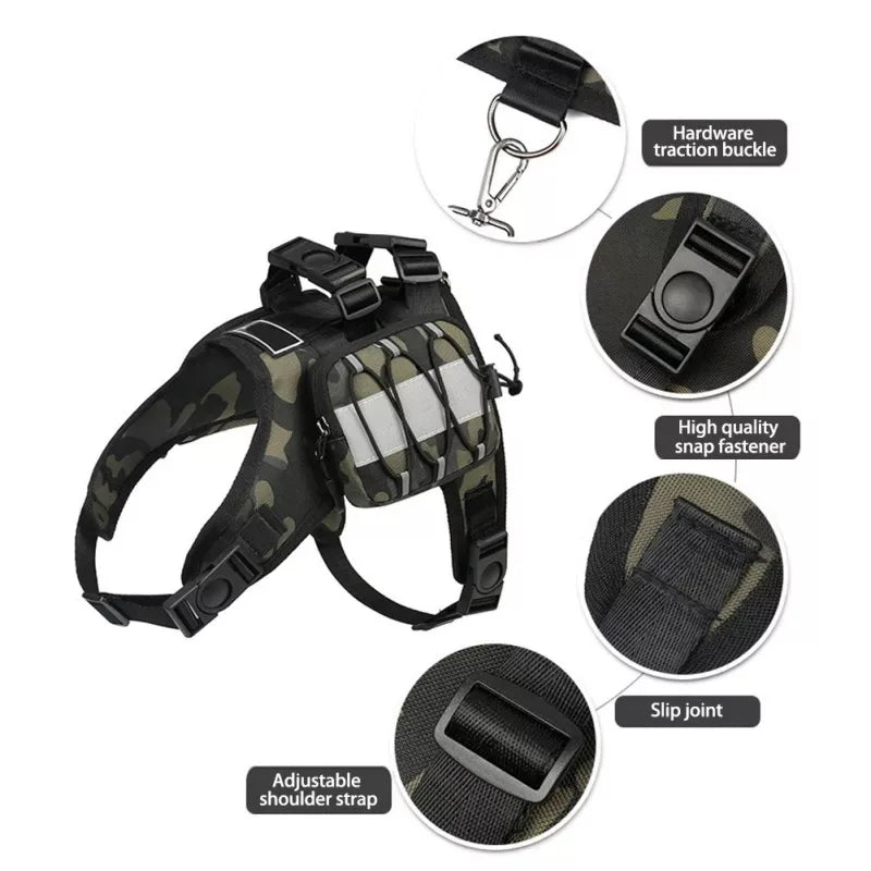 Arnés Mochila Táctico para Perros – Con Bolsillos de Almacenamiento