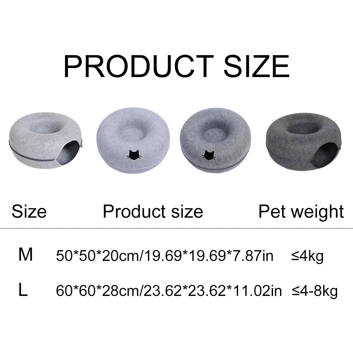 Cama Nido Redonda para Gatos – Fieltro Suave con Diseño Túnel