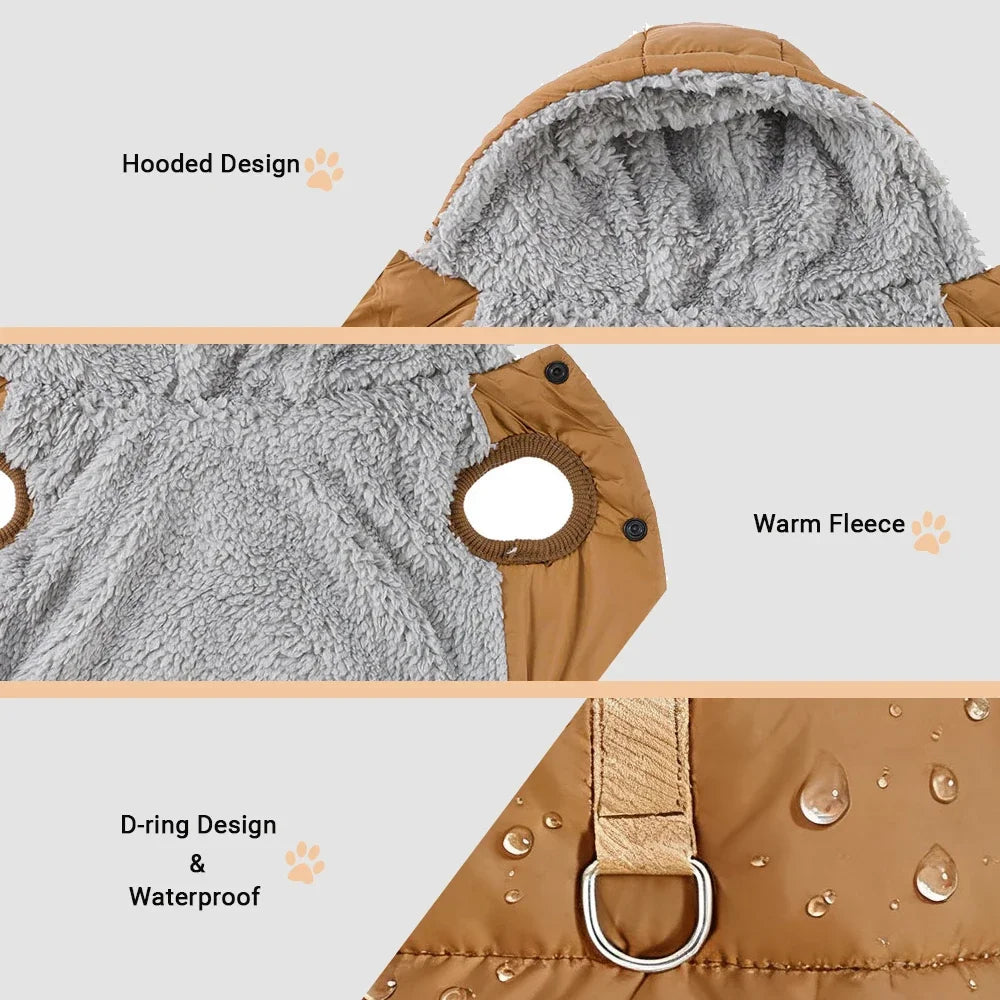 Parka con Capucha para Perros y Gatos Pequeños — Impermeable y Cálida