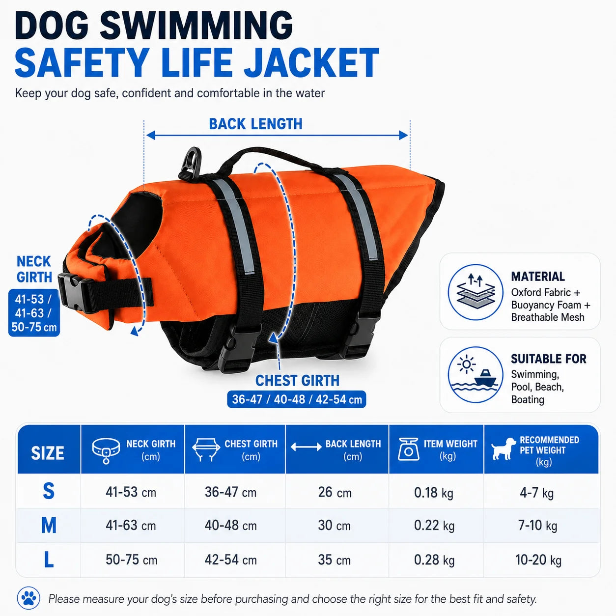 Chaleco Salvavidas para Perros con Reflectante y Asa de Rescate