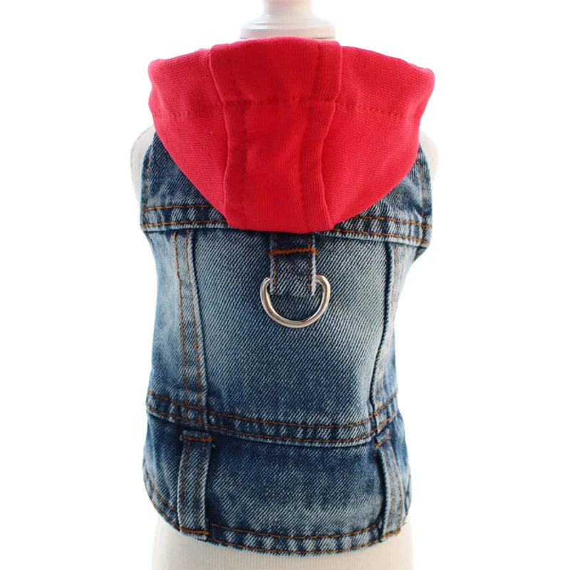 Chaqueta de Jean con Capucha para Perros y Gatos