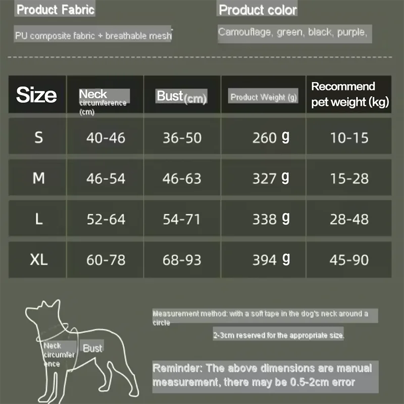 Arnés Táctico Militar para Perros  – Chaleco Reflectante Acolchado y Ajustable para Entrenamiento