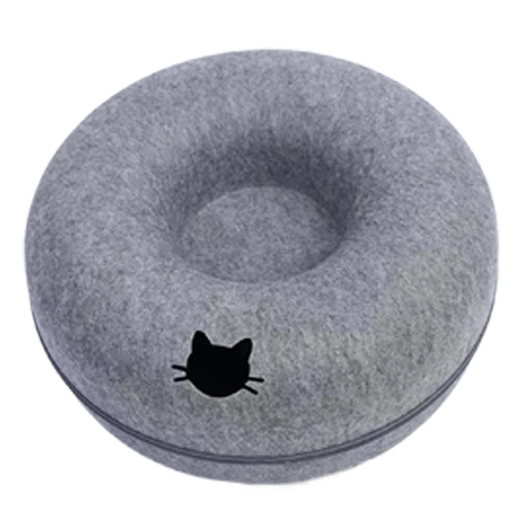 Cama Nido Redonda para Gatos – Fieltro Suave con Diseño Túnel