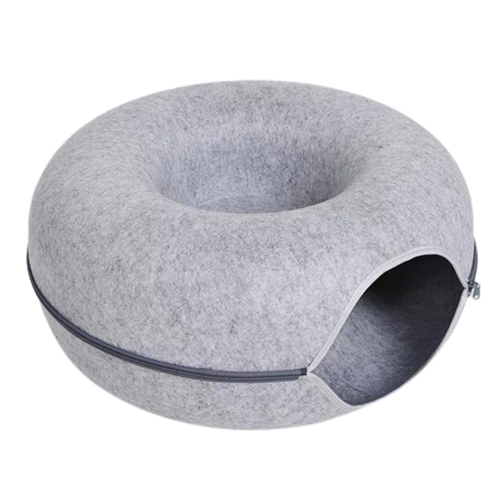 Cama Nido Redonda para Gatos – Fieltro Suave con Diseño Túnel