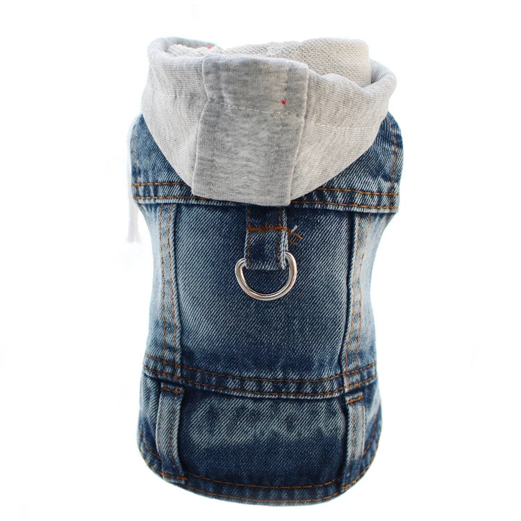 Chaqueta de Jean con Capucha para Perros y Gatos